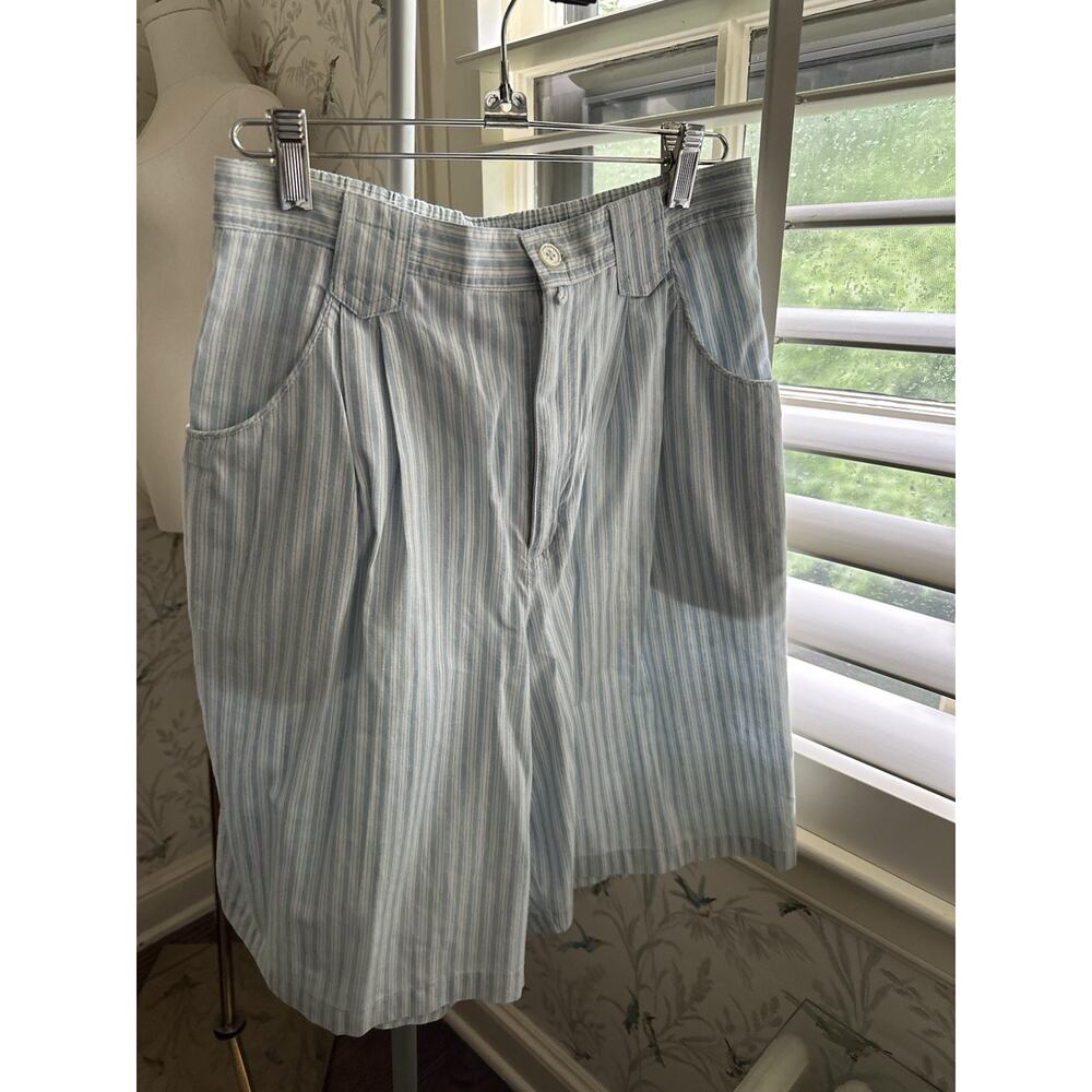 Y2K Vintage chaussport Blue Pinstripe High Rise Mom Denim Shorts Medium